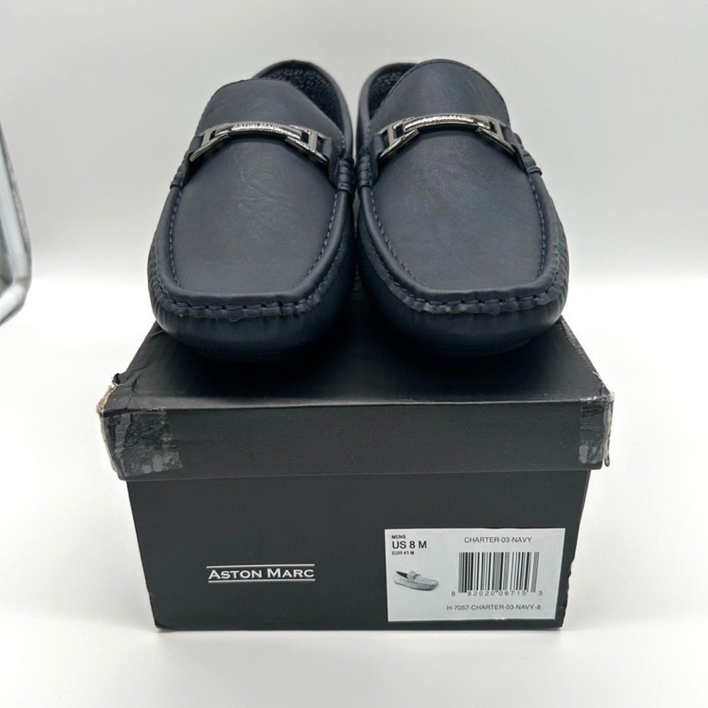 Aston Marc Shoes‎ Men's Size 8M Charter Bit Loafers Navy Open Box